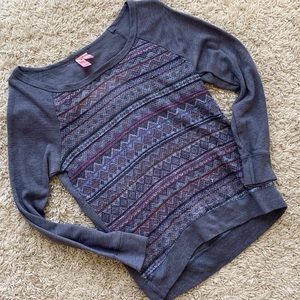 Patterned Long sleeve with small open back!